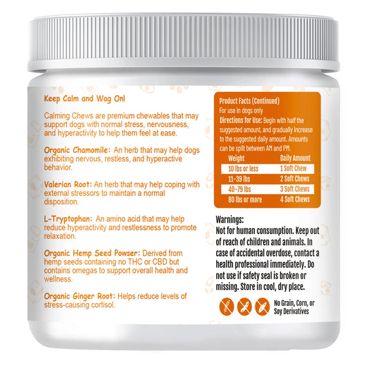 Natural Dog Calming Chews – Stress & Anxiety Relief Treats with Chamomile & Passionflower