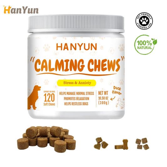 Natural Dog Calming Chews – Stress & Anxiety Relief Treats with Chamomile & Passionflower